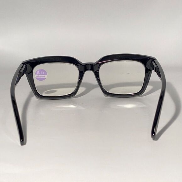 1156 Claudia 1.5 Black Reading Glasses Square Concave Readers NWT - Picture 4 of 9